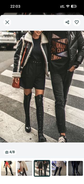 L’estrosa Італія ботфорди чоботи сапожки  шкіра стрейтч р.37 (24,5)