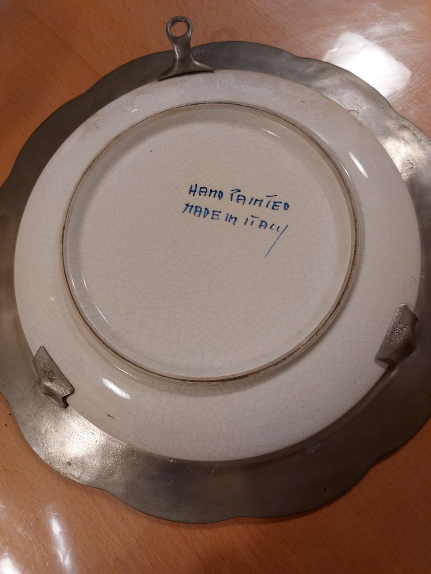 Prato antigo porcelana em estanho decorativo antigo