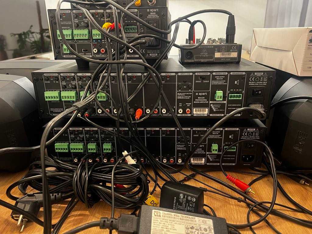 Zestaw nagłośnienia Apart + 3x wzmacniacz + 8 głośników + mikrofon