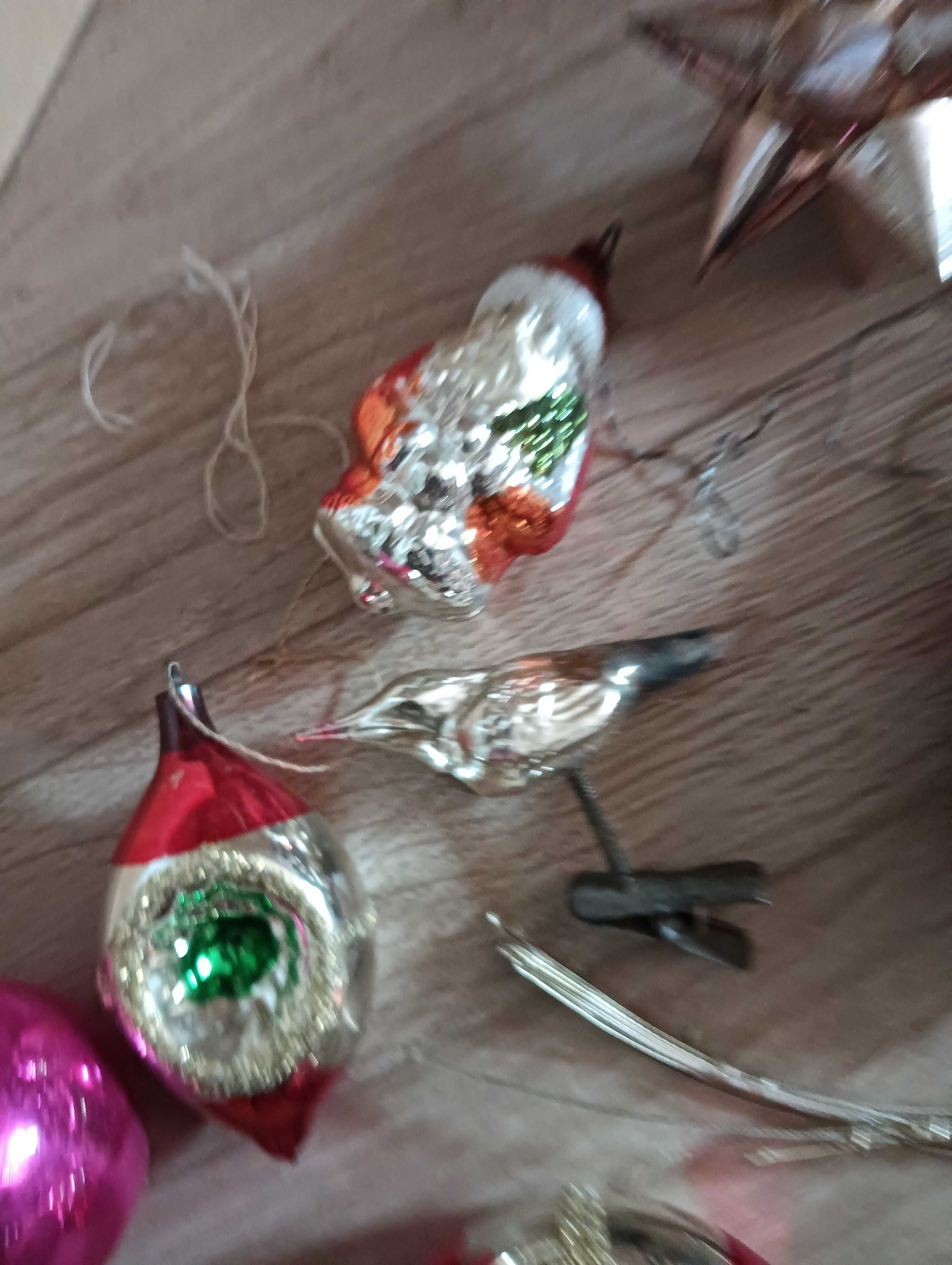 Stare bombki szklane pawie oczka ptaszek gwiazdka Mikołaj