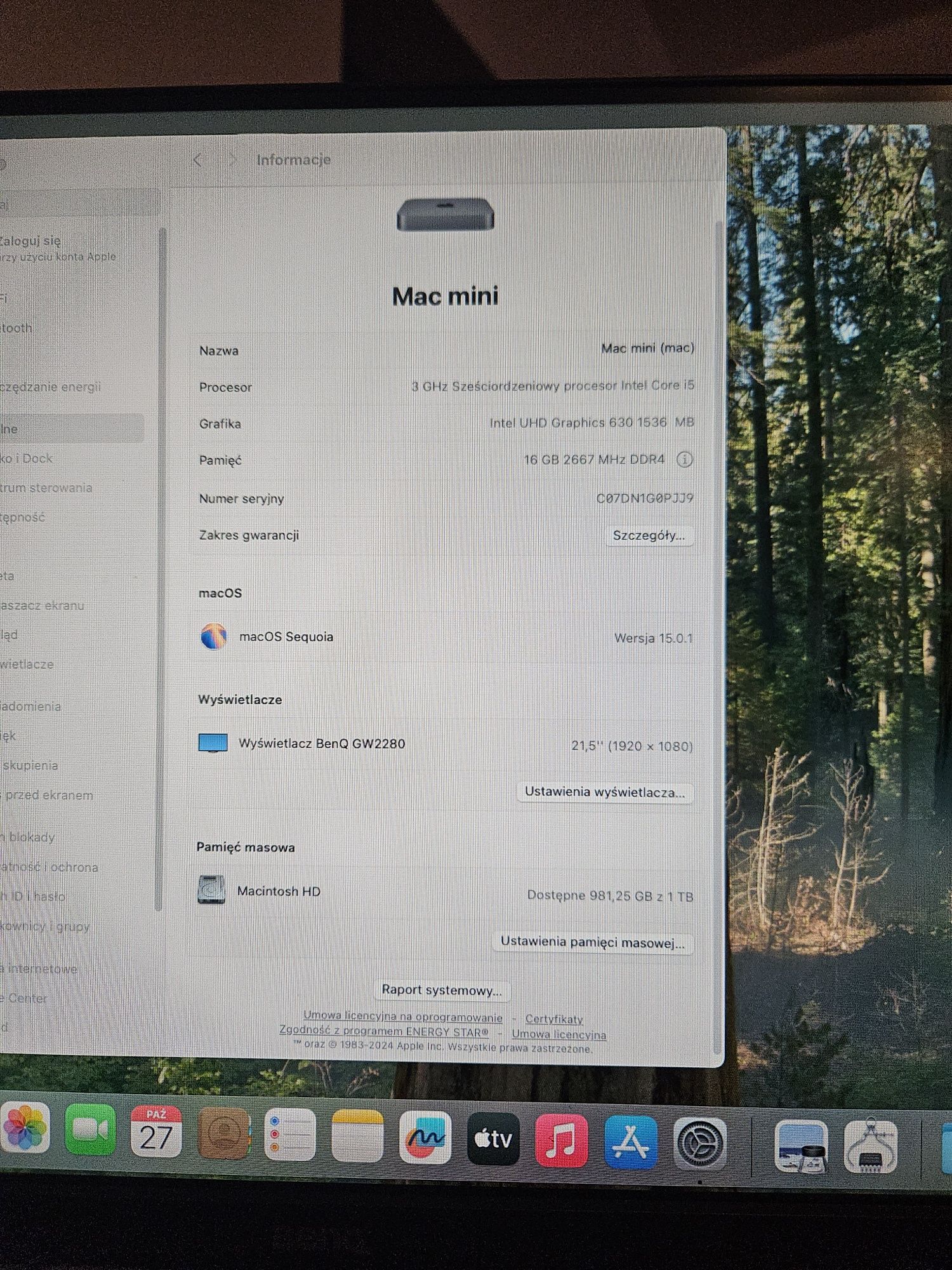 Mac mini 2018 a1993 i5 16Gb 1Tb klawiatura +trackpad