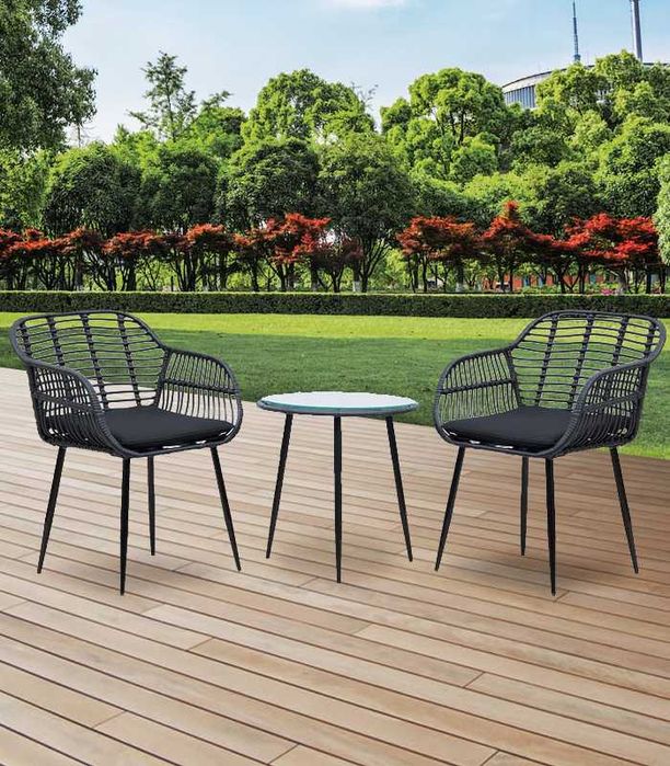 Zestaw mebli ogrodowych Napoli szkło hartowane plecionka G558