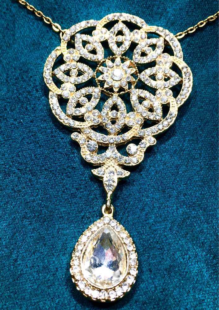 Złota kolia Faberge•pozlacane srebro 585