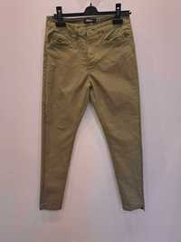 Spodnie damskie, khaki roz. S, nogawka 7/8, bawełna, elastan