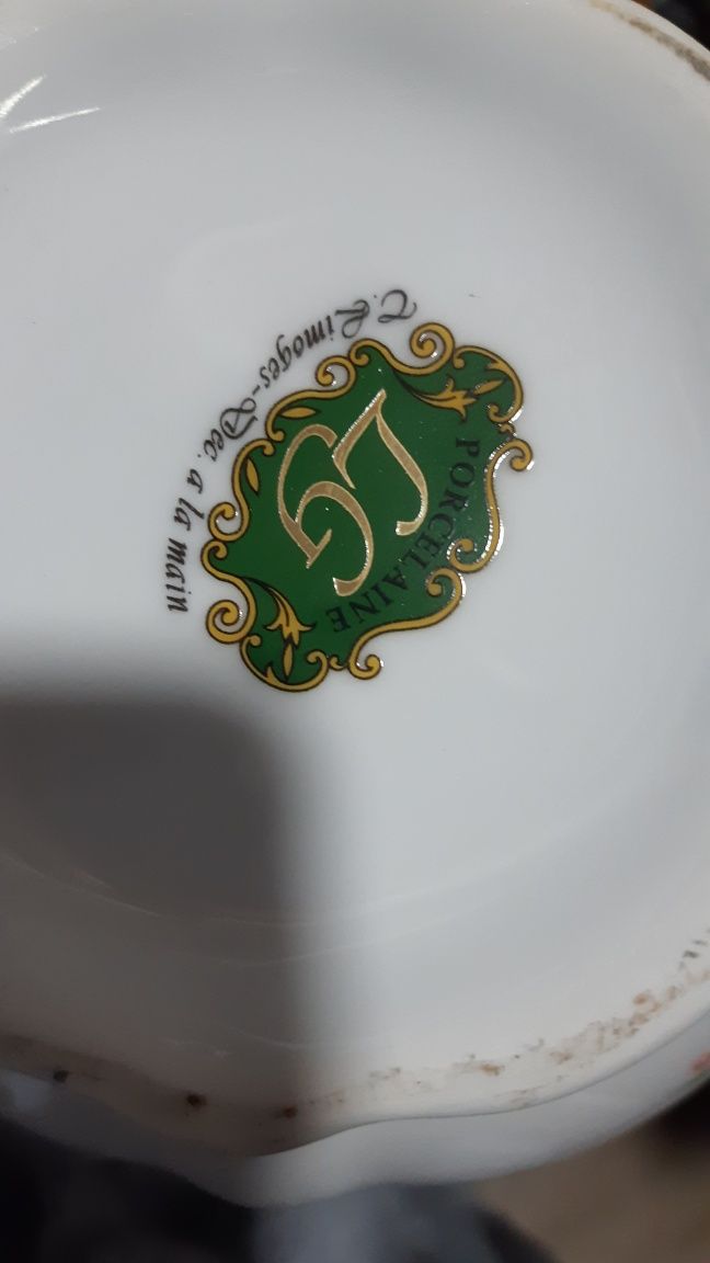 Bule LG porcelana pintado à mão com prato/ italiano Royal bailarina