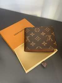 Louis Vuitton portmonetka Czarny portfel męski skóra 99-67