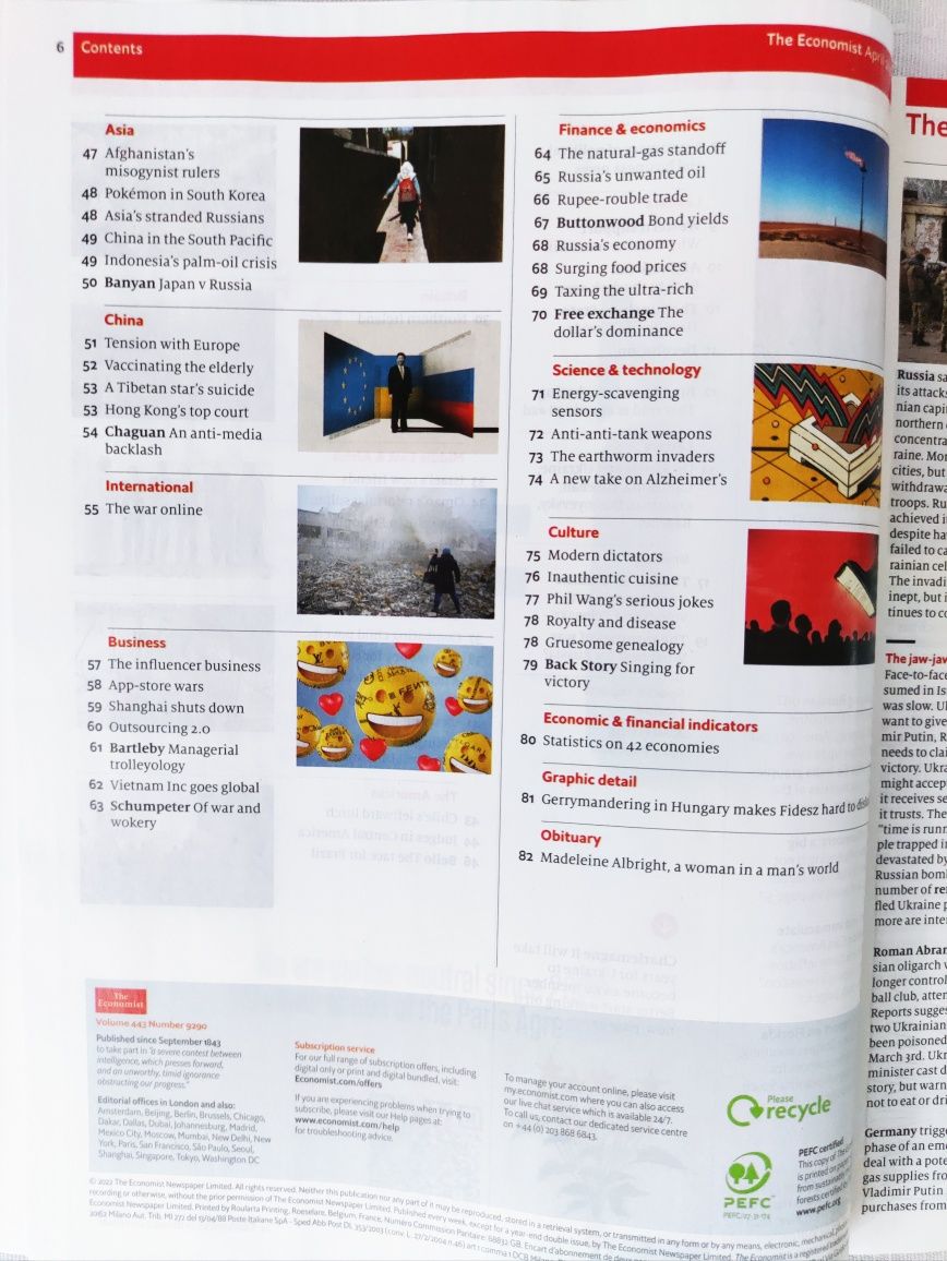 The Economist tygodnik 02.-08.04.2022 Ukraina vs. Rosja nowy polityka
