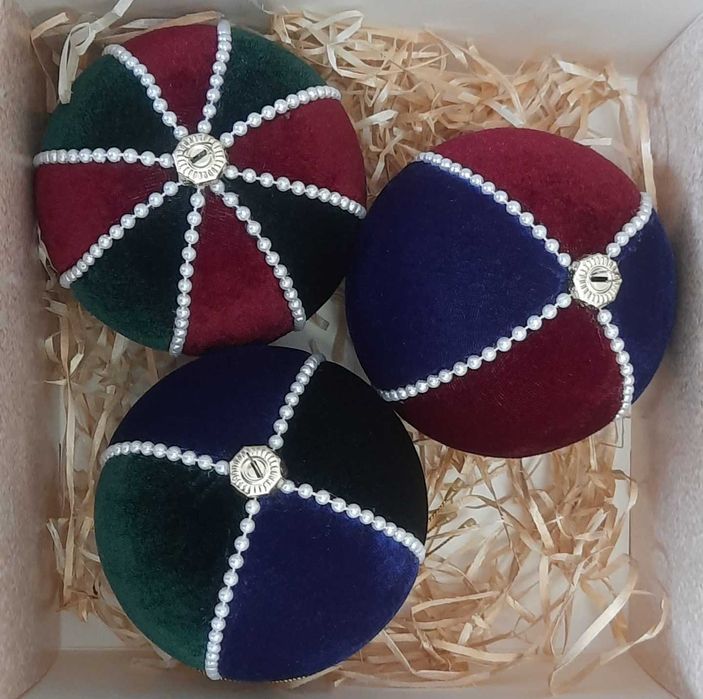 #handmade#набір оксамитових новорічних іграшок на ялинку