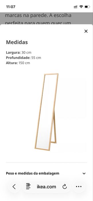Espelho de pé bambu ikea