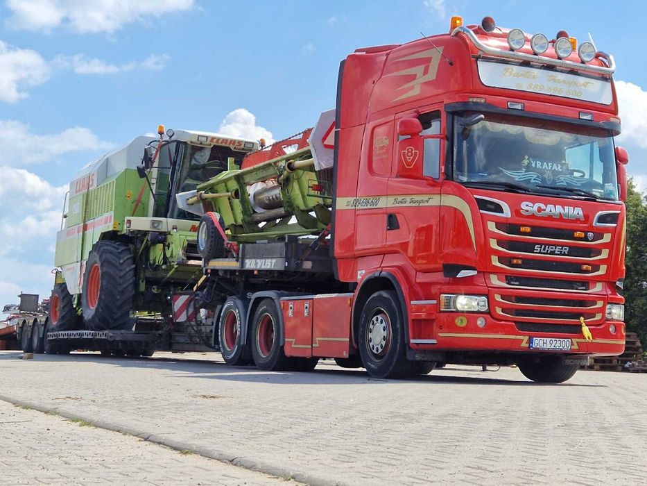 Transport kombajnów,ciągników maszyn lesnych