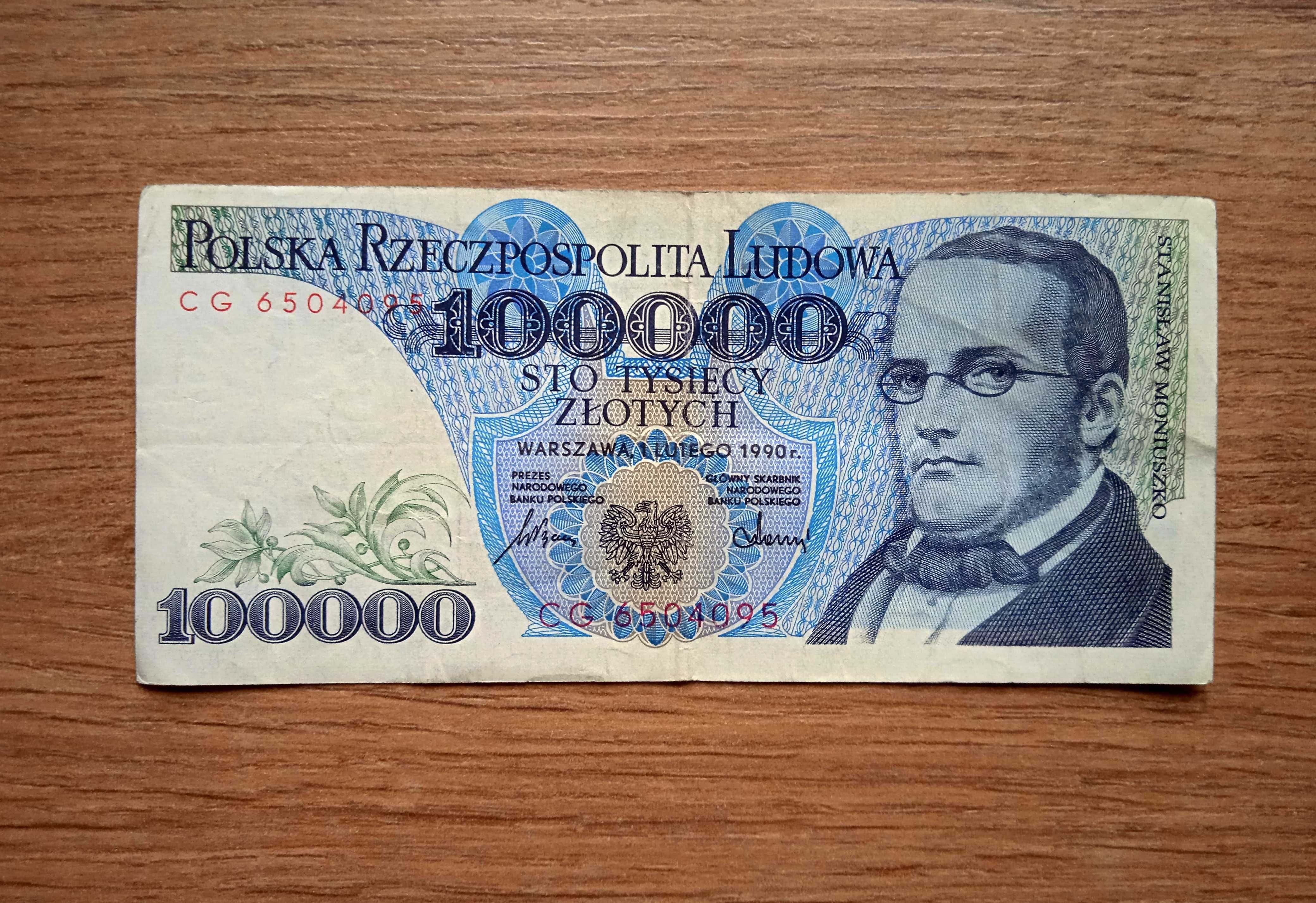 100000 zł 1990  - CG - Bardzo Rzadka Seria  L7