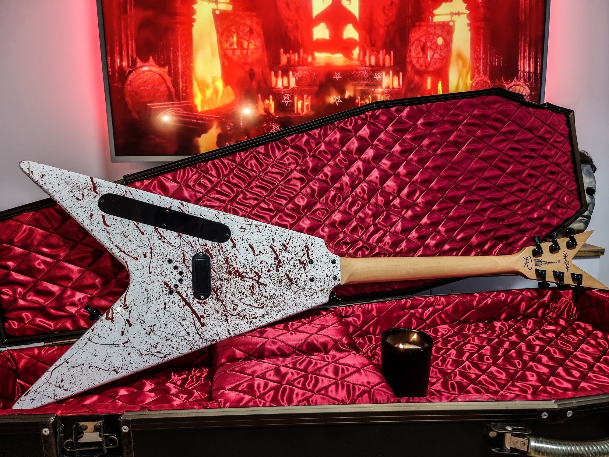 Washburn V 200 PROE Custom Belfegor Blood Splatter EMG gitara elektycz