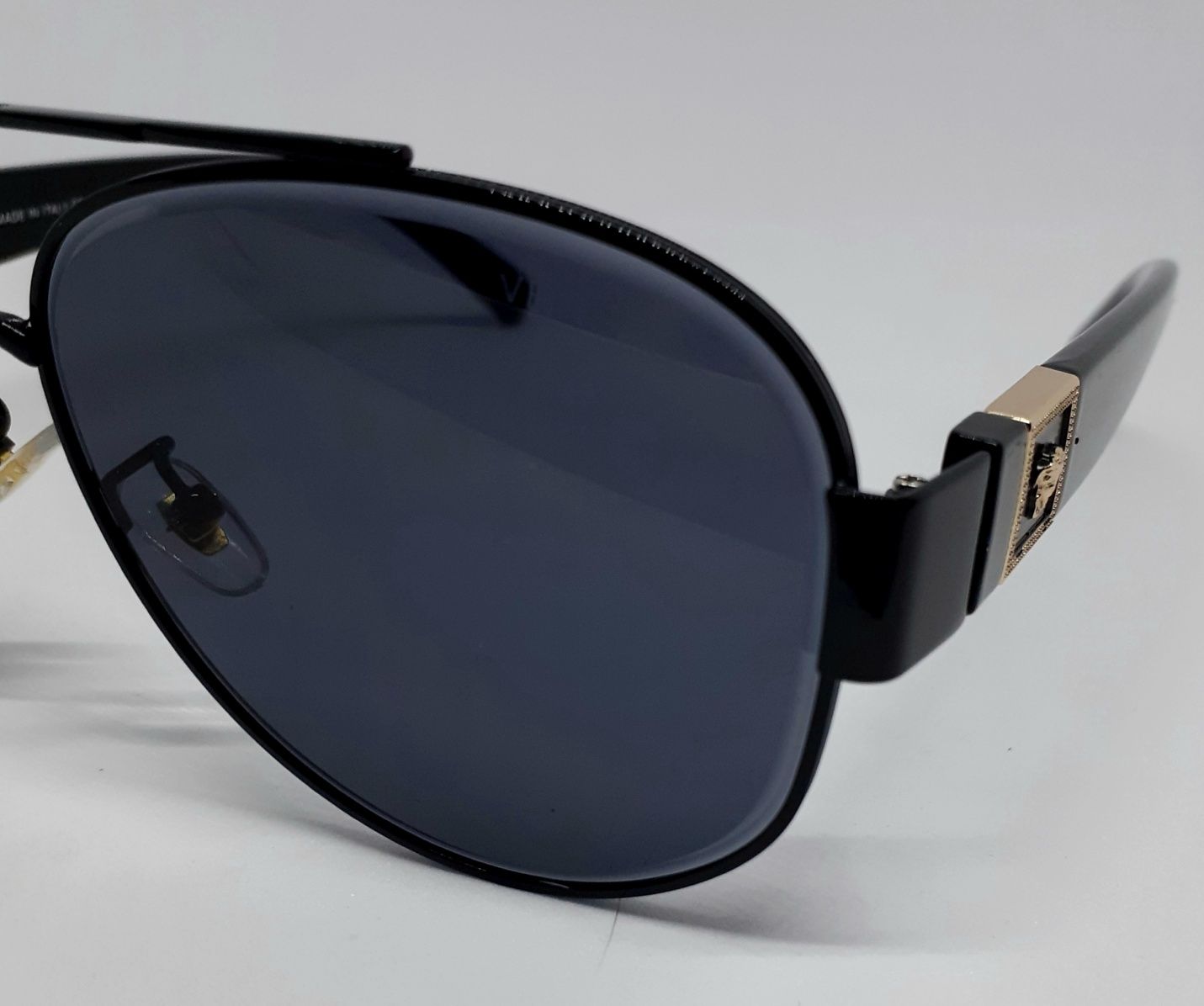 Мужские стильные Versace черные с градиентом очки в чёрном металле