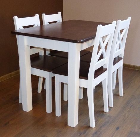 biały drewniany stylowy stół kuchenny z krzesłami do kuchni jadalni x
