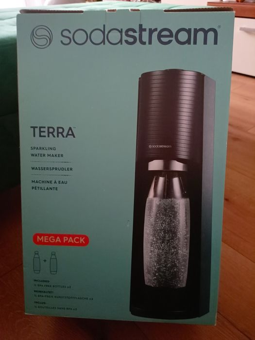 Zestaw Saturator SODASTREAM Terra Czarny + 2 butelki nowy