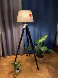 Lampa drewniana stojąca trójnóg