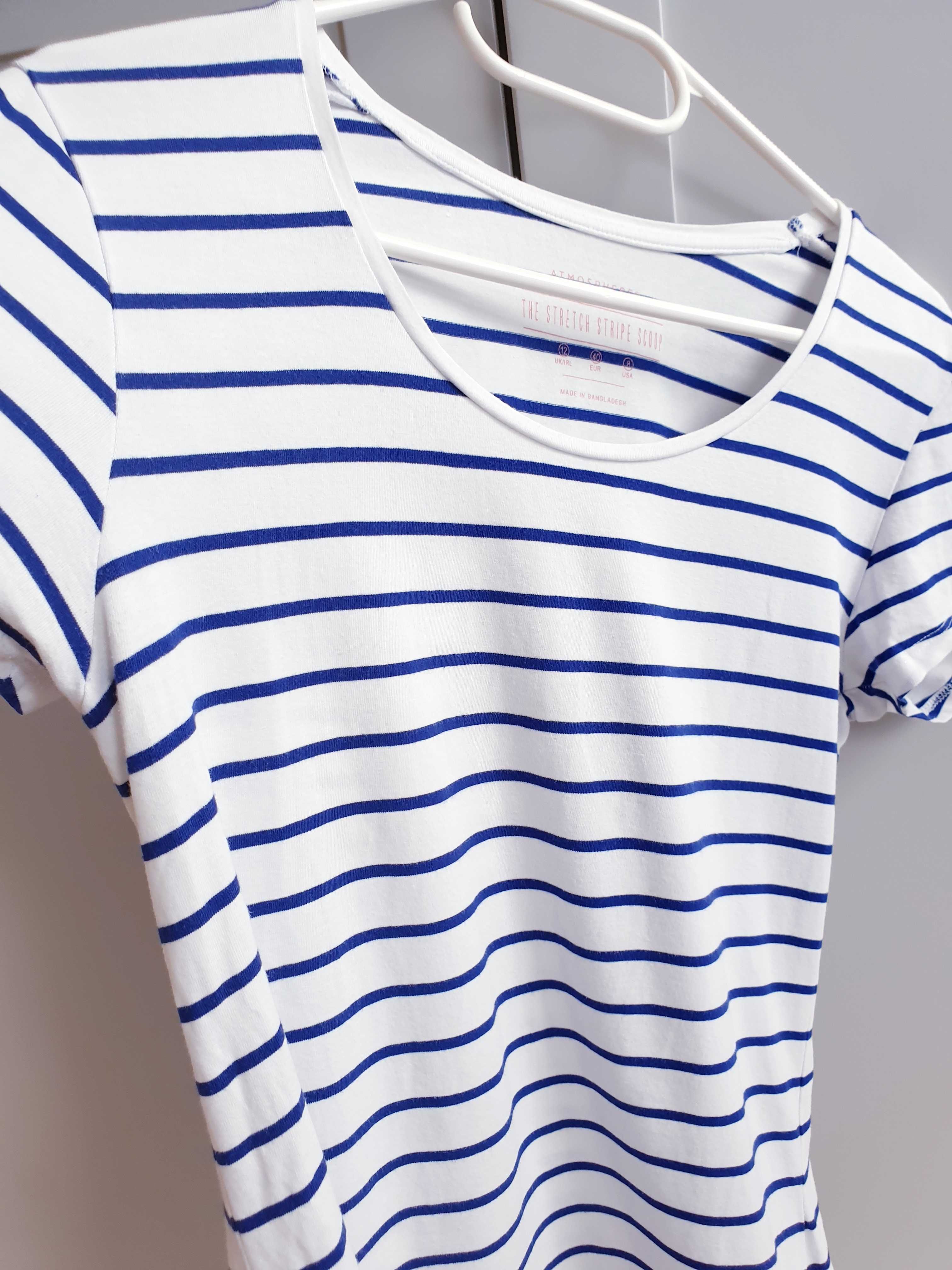Biała koszulka t-shirt w niebieskie paski Atmosphere 38 40