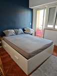 Cama Brimnes 140x200cm Estrutura cama c/arrumação, branco com colchão