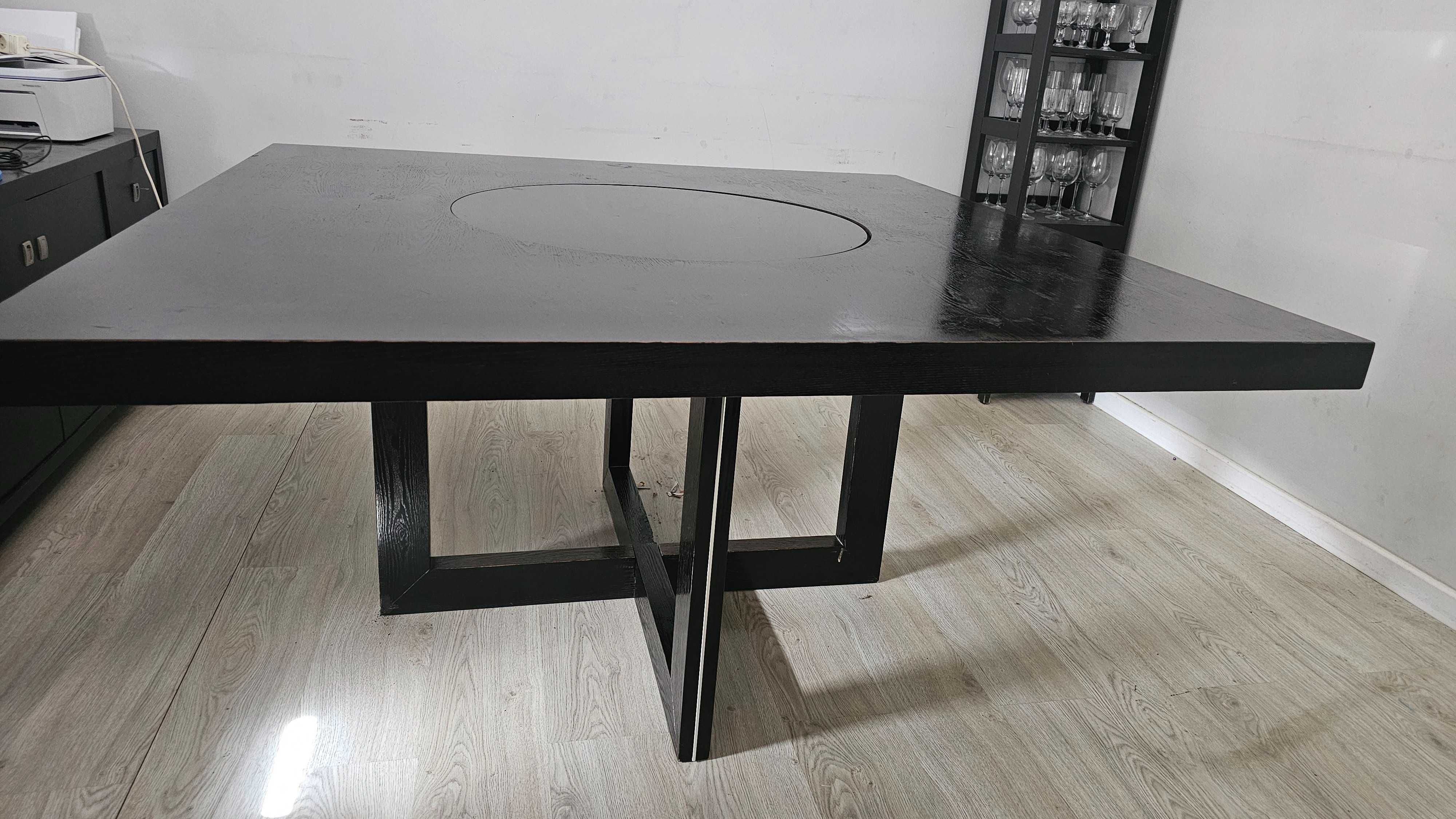 Mesa de madeira com centro de vidro ( giratório ( Negociável)