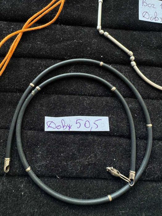 Кольє чокер кулони на шнурках - срібло