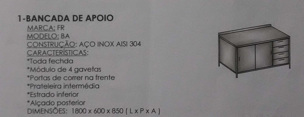 Bancada em Aço Inoxidável com Placa Eléctrica encastrada