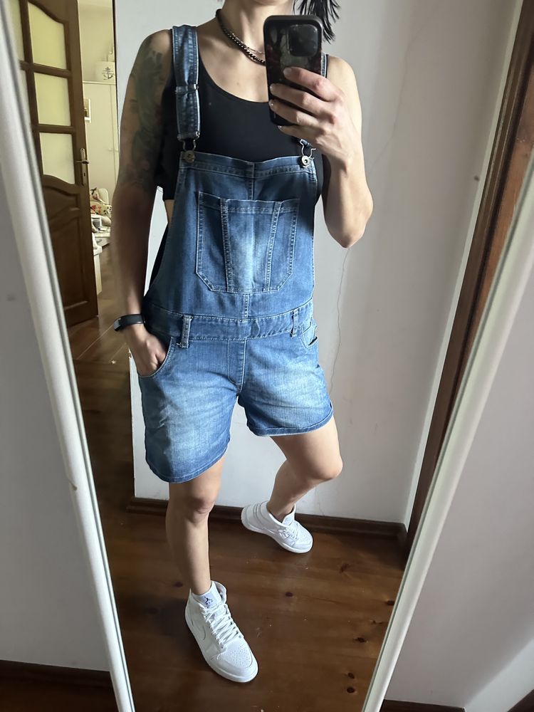 Ogrodniczki kombinezon krotki szelki jeansowy jeans denim