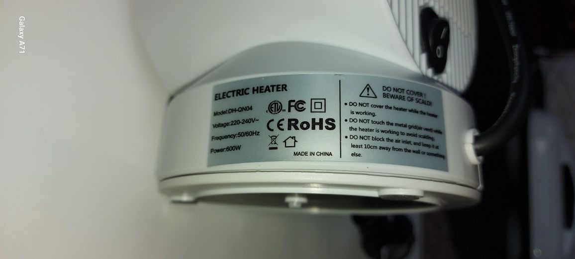 Nowy Elektryczny Grzejnik (Electric Heater) 600W