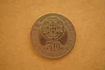 Moeda de São Tomé e Príncipe: 50 centavos, ano 1929 - já com 96 anos