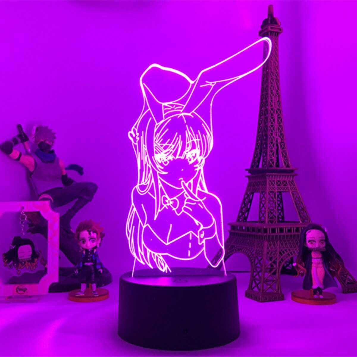 Аниме светильник 3D ночник c Маи Сакурадзима из Bunny girl USB лампа