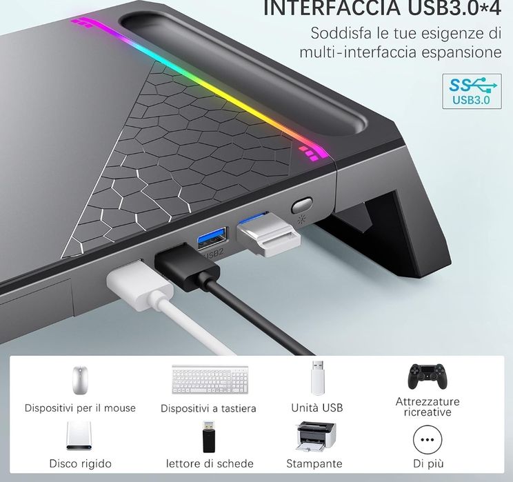 MOOJAY Stojak na monitor biurkowy ze światłami do gier RGB
