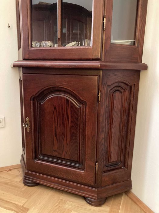 Meble Dębowe Zakor - Witryna narożna, Kredens, Komoda, Stół + Krzesła