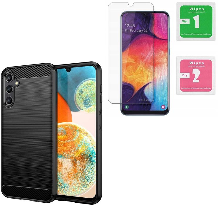 Etui Carbon do Samsung Galaxy A14 4G / A14 5G + Szkło Hartowane