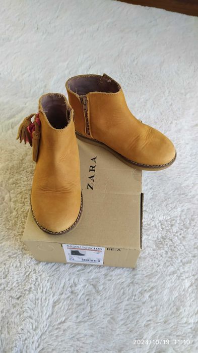 Buty dla dziewczynki, brązowe, botki na zamek, Zara Baby, rozmiar 24