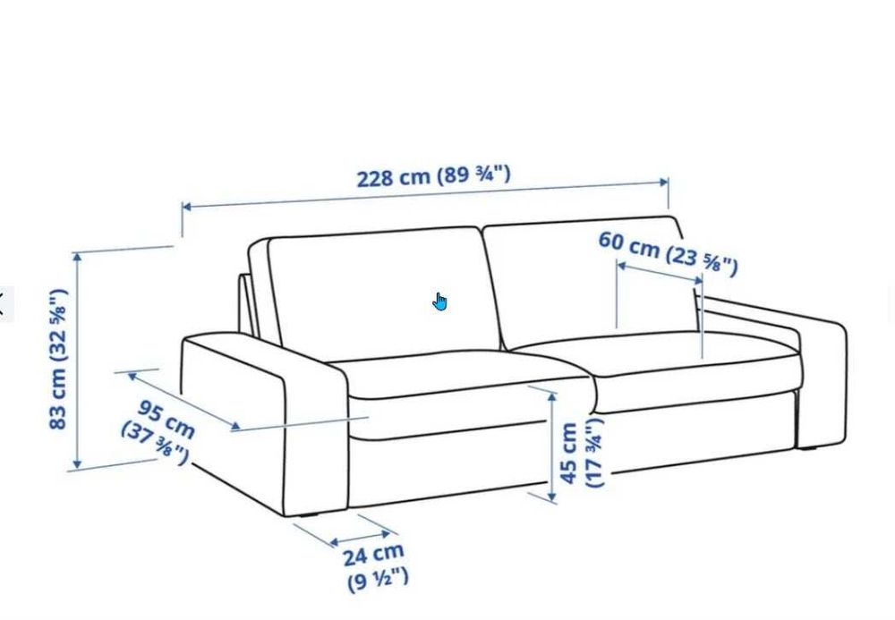 Sofá Ikea Kivik 3 lugares + repousa pés em castanho + capas extra bege