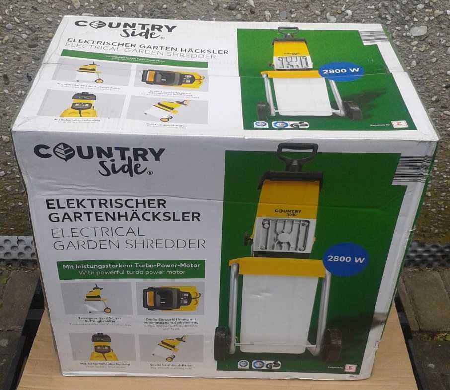 Country Side ROZDRABNIACZ rębak elektryczny 2800W pojemnik 60L NOWY