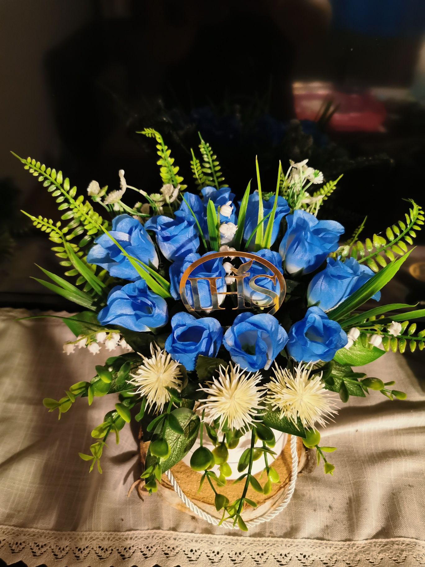 Flower box okrągły niebieski