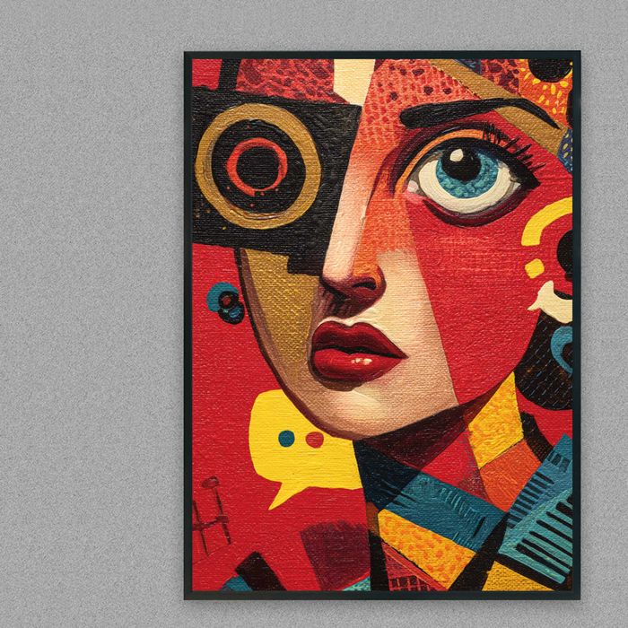 plakat kolorowy w stylu pablo picasso, obraz kolorowy w stylu picasso