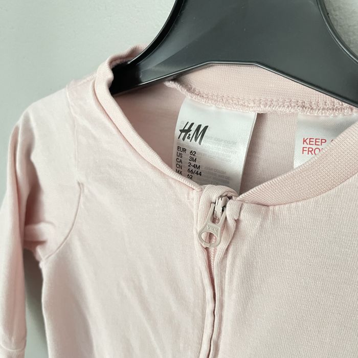 H&M Śpiochy pajacyk piżama zamek pudrowy róż 100% bawełna 62