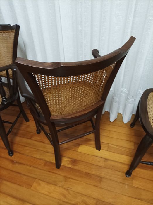 Cadeirão antigo restaurado estilo inglês com palhinha natural