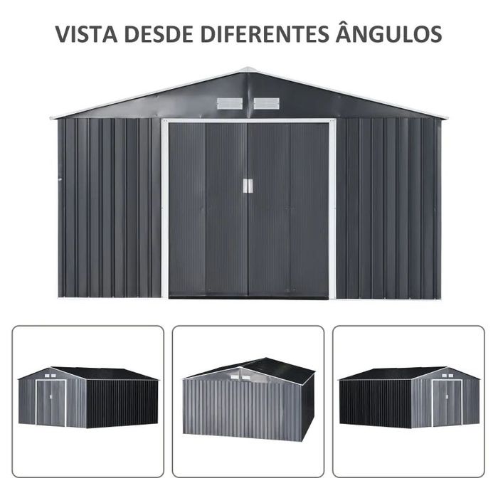 Abrigo de jardim em aço galvanizado — 340x382x200 cm