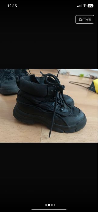 Czarne trzewiki zara unisex 25