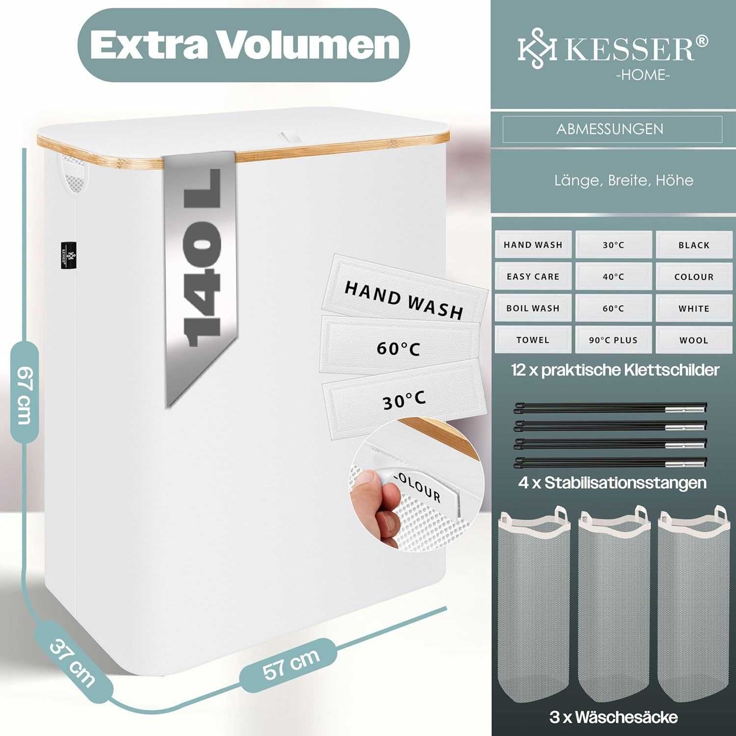 Nowy kosz na pranie/ KESSER sorter 140L / organizer ubrań !4418!