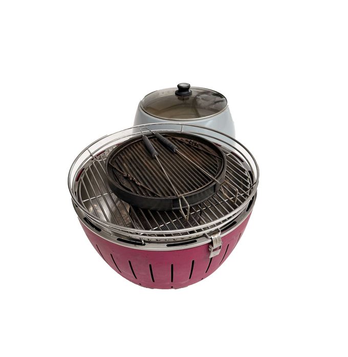 Grill bezdymny LotusGrill XL czerwony, oryginalny + pokrywa + futerał