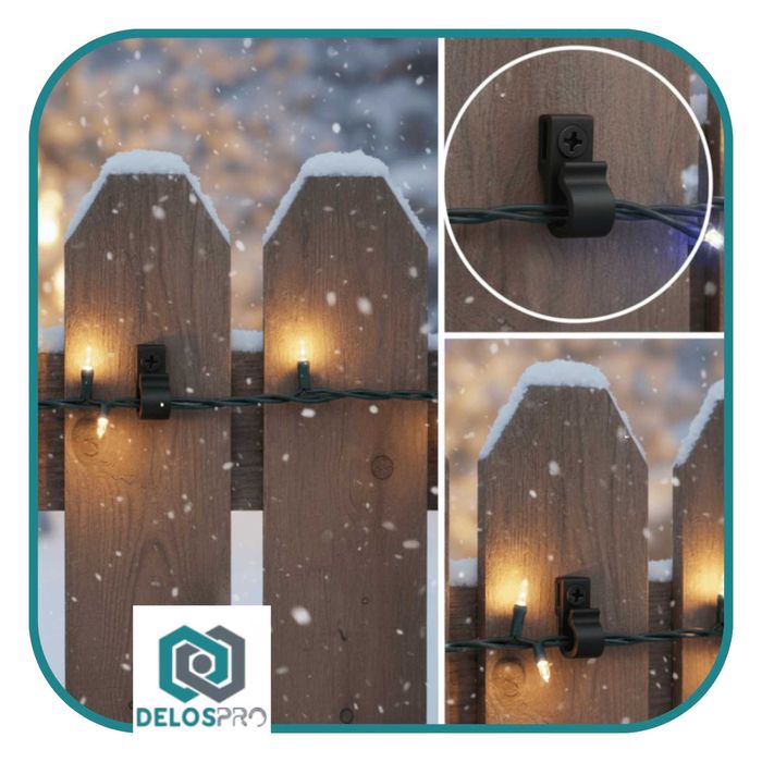 Haczyki wkręcane uniwersalne do lampek świątecznych, czarne 60 szt.