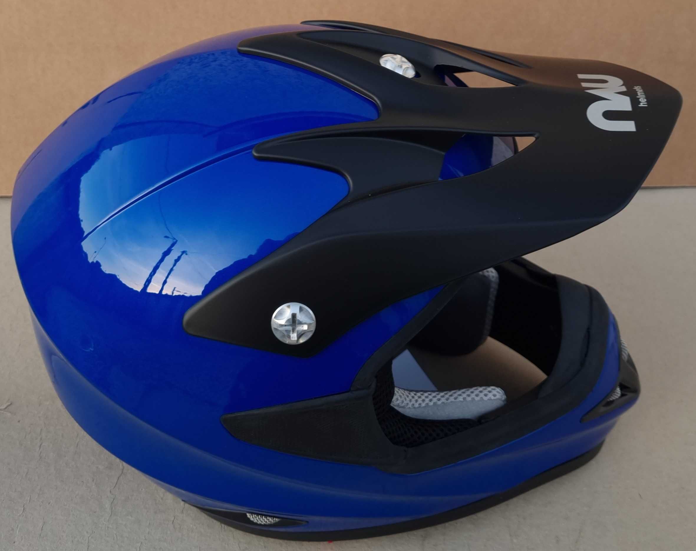 Capacete Cross Nau XT45 Azul-Preto Mate L