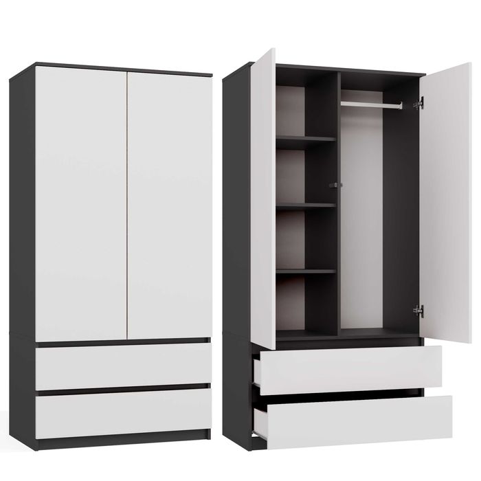 Szafa MALWA SS-90 Garderoba Drzwi 2 Szuflady 90cm RÓŻNE KOLORY