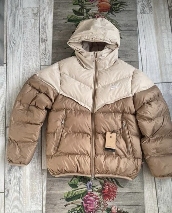 Пуховик Nike Storm Fit беж+карамель/пуховик зимовий найк шторм фіт