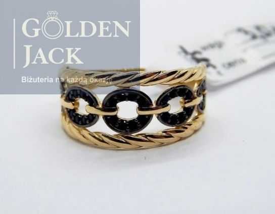 Złoty pierścionek obrączka z cyrkoniami złoto pr. 585 rozmiar 17 3,0 g