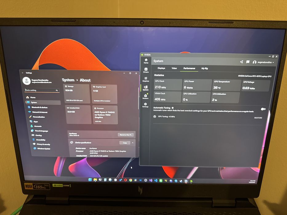 Acer Nitro 16 165Hz R9 7940HS 32GB RAM 1TB RTX4070 Win11