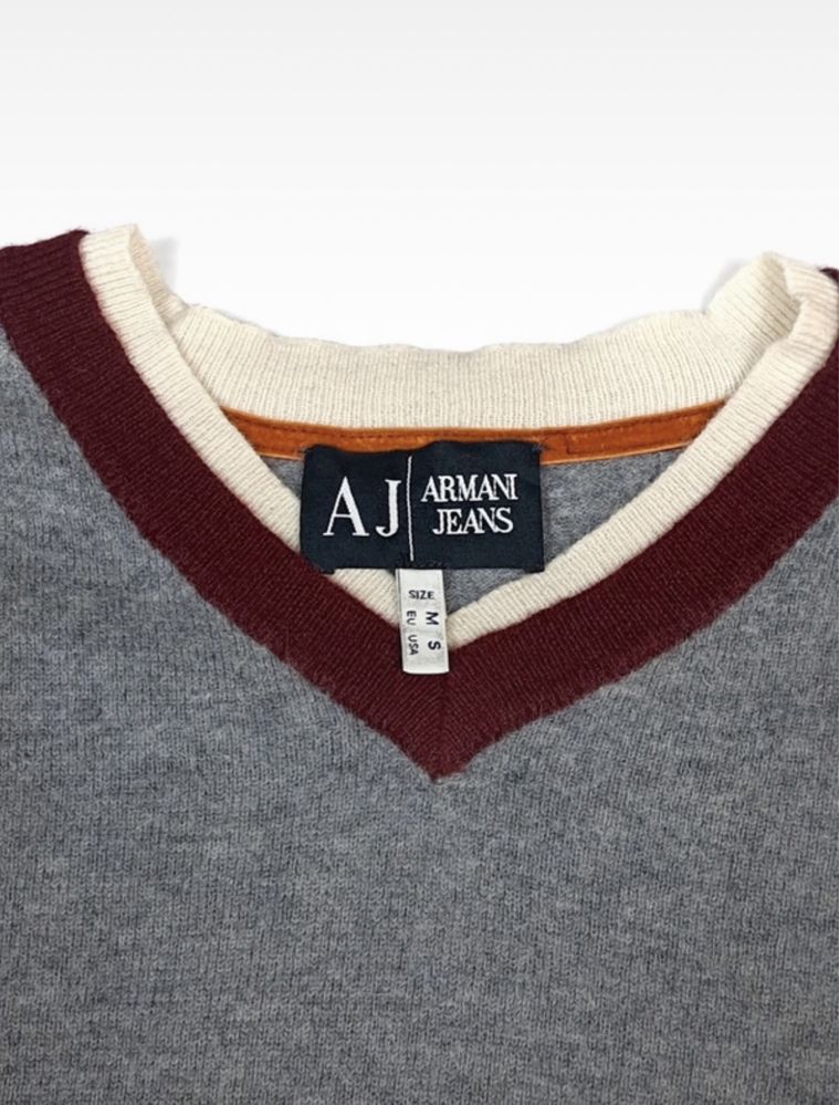 Sweter w serek Armani Jeans 100% wełna